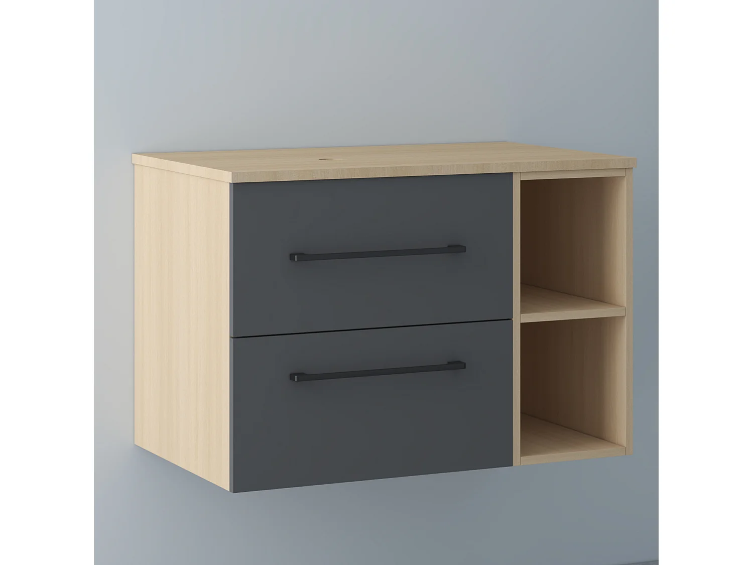 AICA Waschbeckenunterschrank hängend - 80cm - Eiche/Dunkelgrau