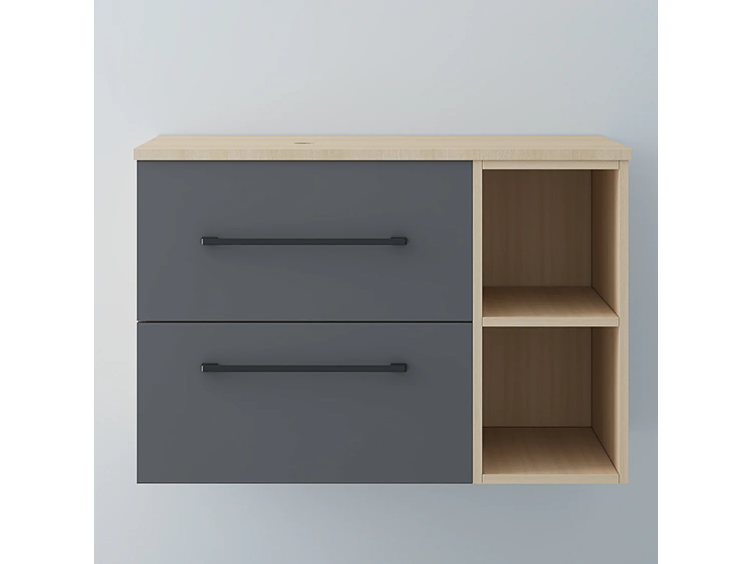 AICA Waschbeckenunterschrank hängend - 80cm - Eiche/Dunkelgrau