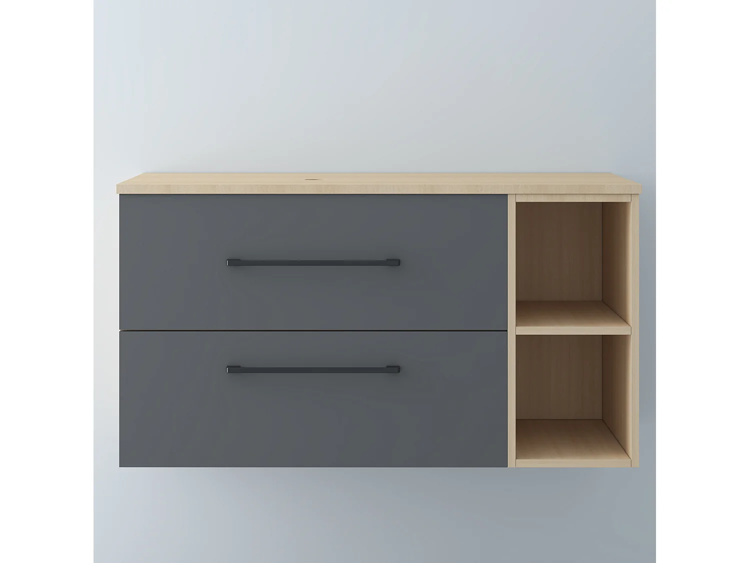 AICA Waschbeckenunterschrank hängend - 100cm - Eiche/Dunkelgrau