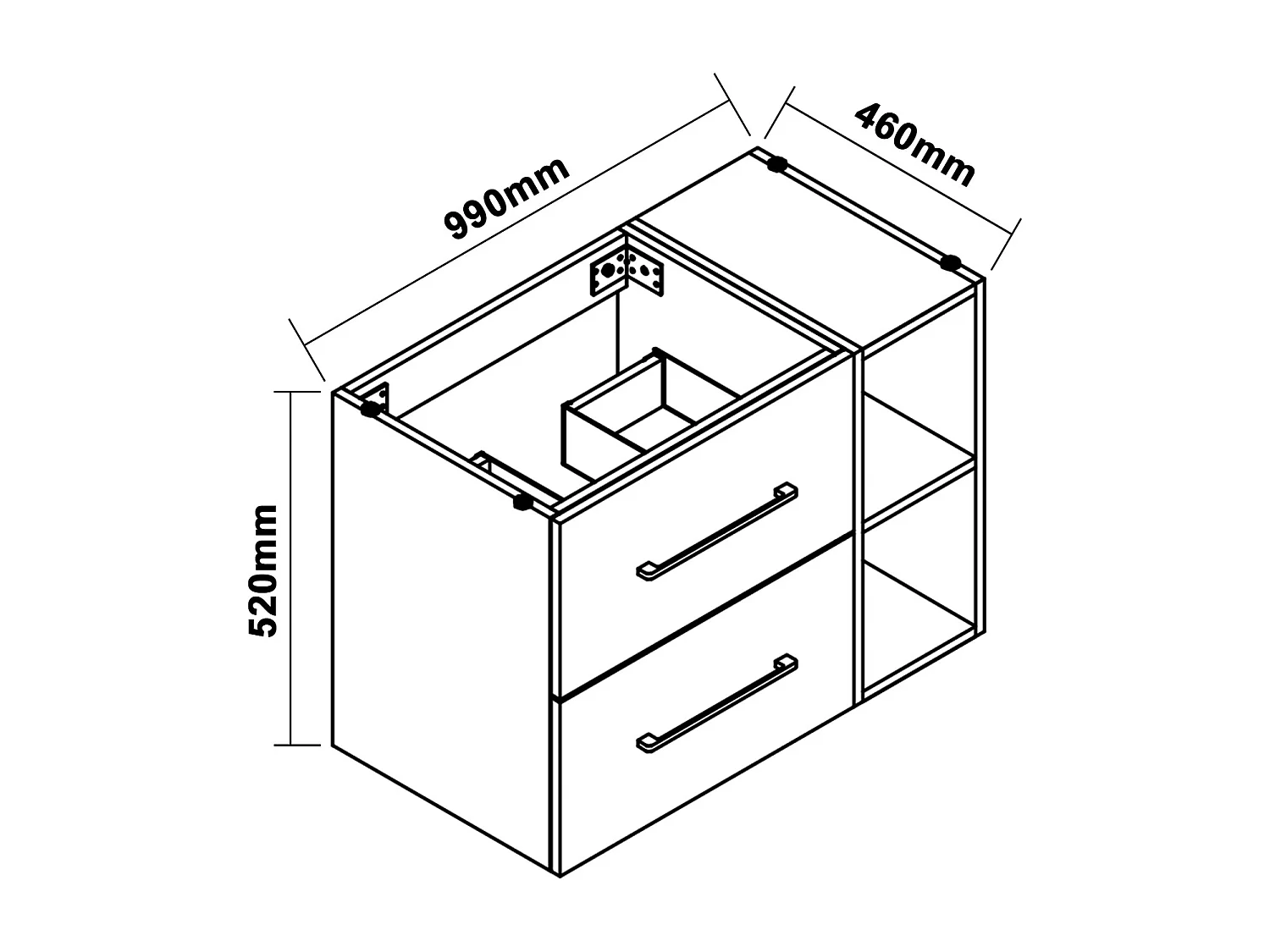 AICA Waschbeckenunterschrank hängend - 100cm - Eiche/Dunkelgrau