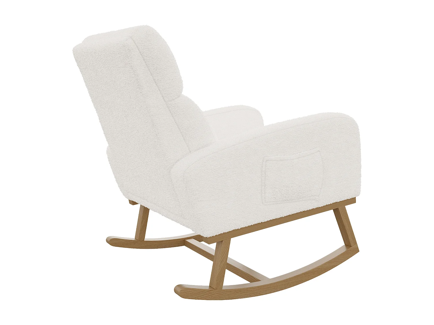 Fauteuil à bascule avec dossier - poches latérales - polaire douce - blanc