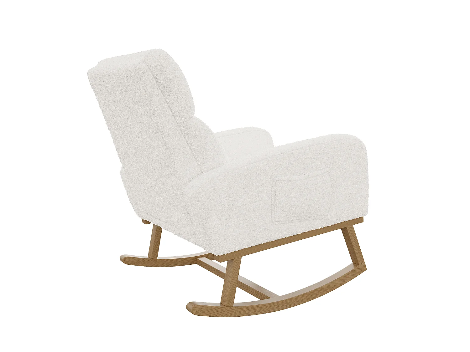 Fauteuil à bascule avec dossier - poches latérales - polaire douce - blanc