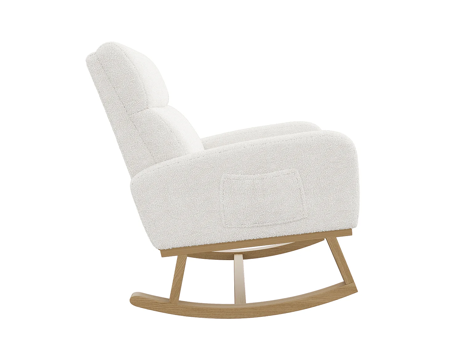 Fauteuil à bascule avec dossier - poches latérales - polaire douce - blanc