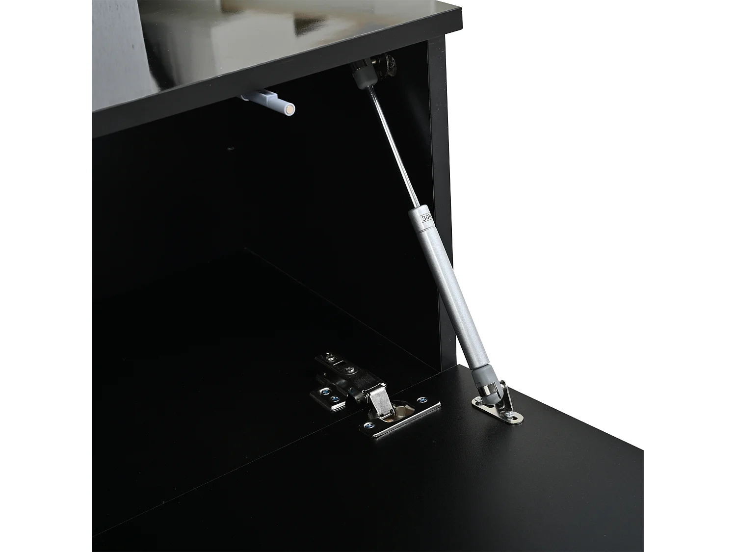 3-teiliger TV-Möbelsatz - TV-Schrank + Wandvitrine + Wandregal - mit LED-Beleuchtung - Schwarz