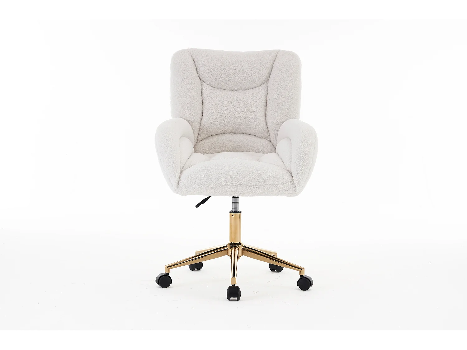 Fauteuil pivotant réglable en hauteur - Tissu Teddy - Blanc