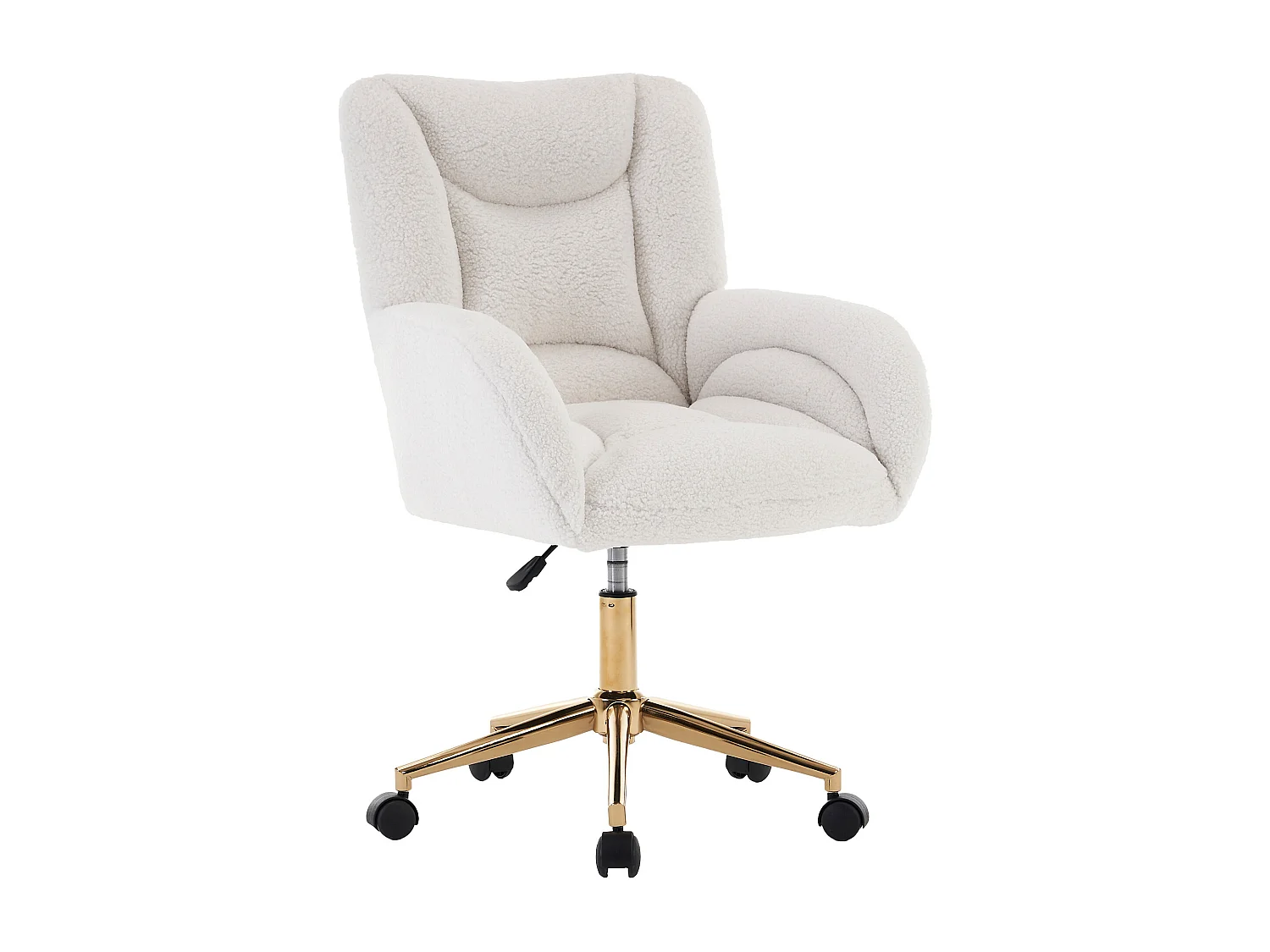 Fauteuil pivotant réglable en hauteur - Tissu Teddy - Blanc