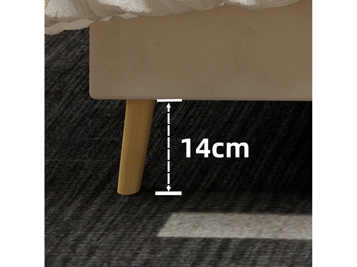 Lit rembourré 160x200cm avec tête de lit - Lit adulte en velours - Beige