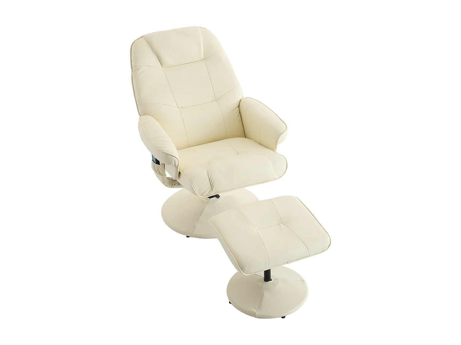 Poltrona giratória com massagem, aquecimento e apoio para os pés - Pele sintética PU - Bege