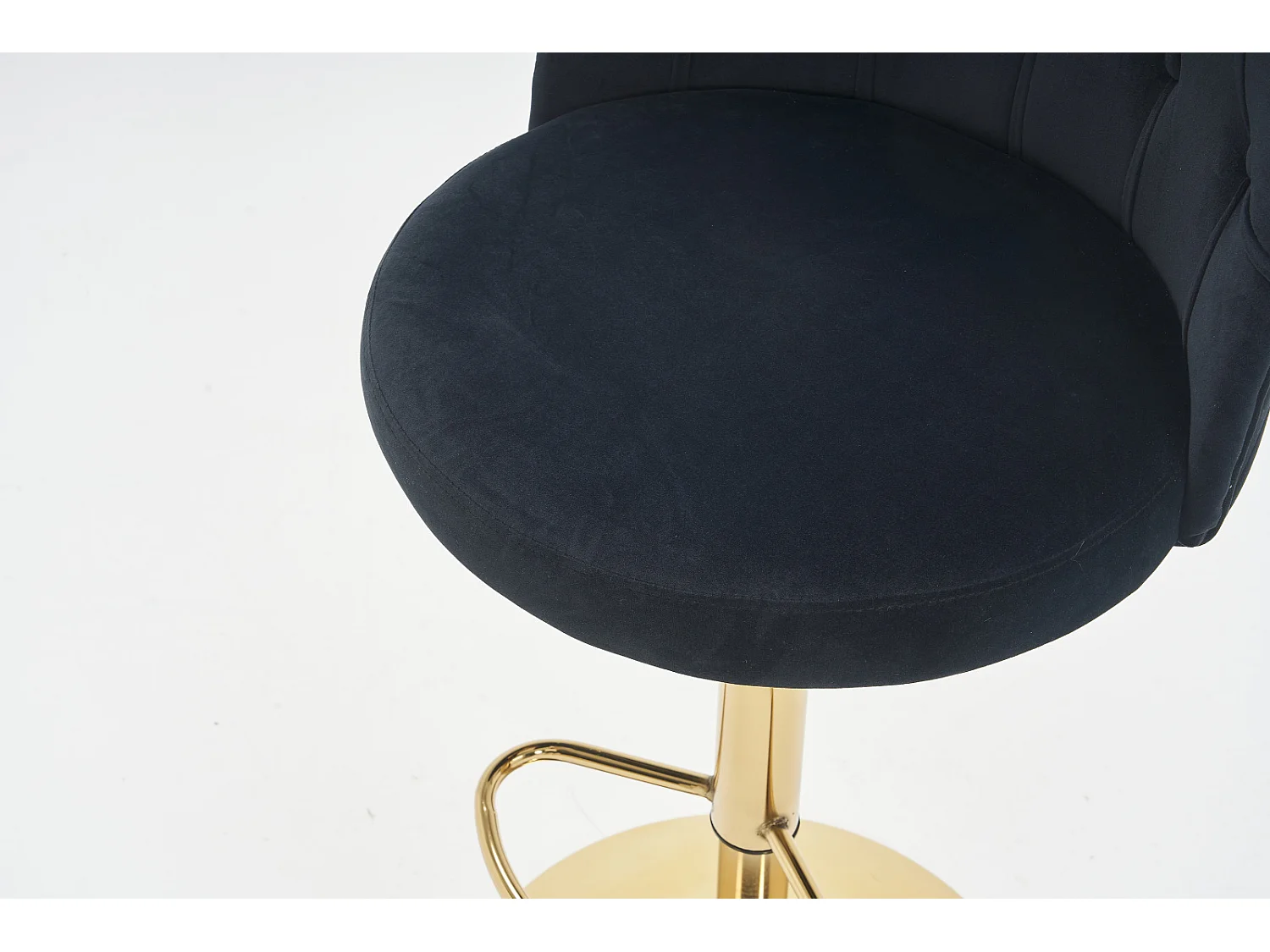 Lot de 2 tabourets de bar - avec dossier et repose-pieds - hauteur réglable - velours - noir