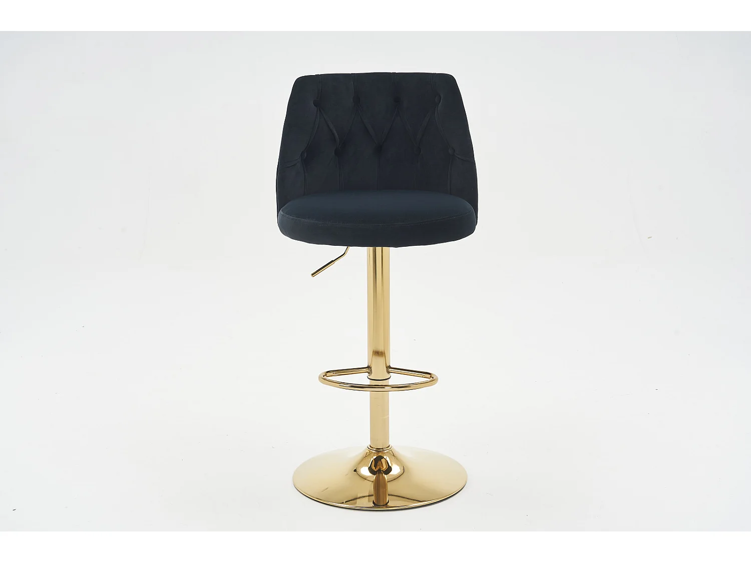 Lot de 2 tabourets de bar - avec dossier et repose-pieds - hauteur réglable - velours - noir