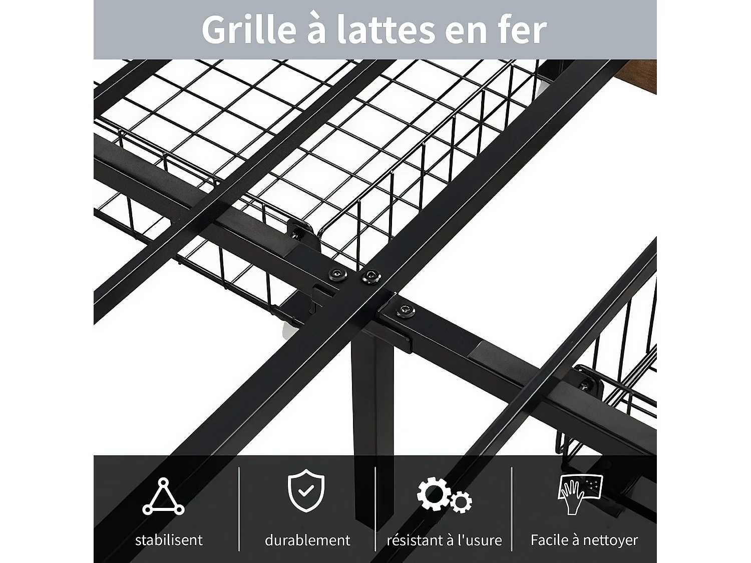 Lit double 140x200cm avec tête de lit LED - ports USB et tiroirs de rangement - 4 tiroirs - noir