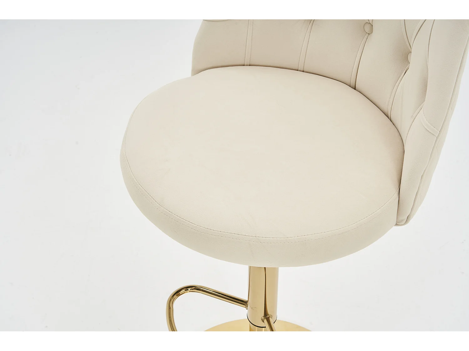 Lot de 2 tabourets de bar - avec dossier et repose-pieds - hauteur réglable - velours - beige