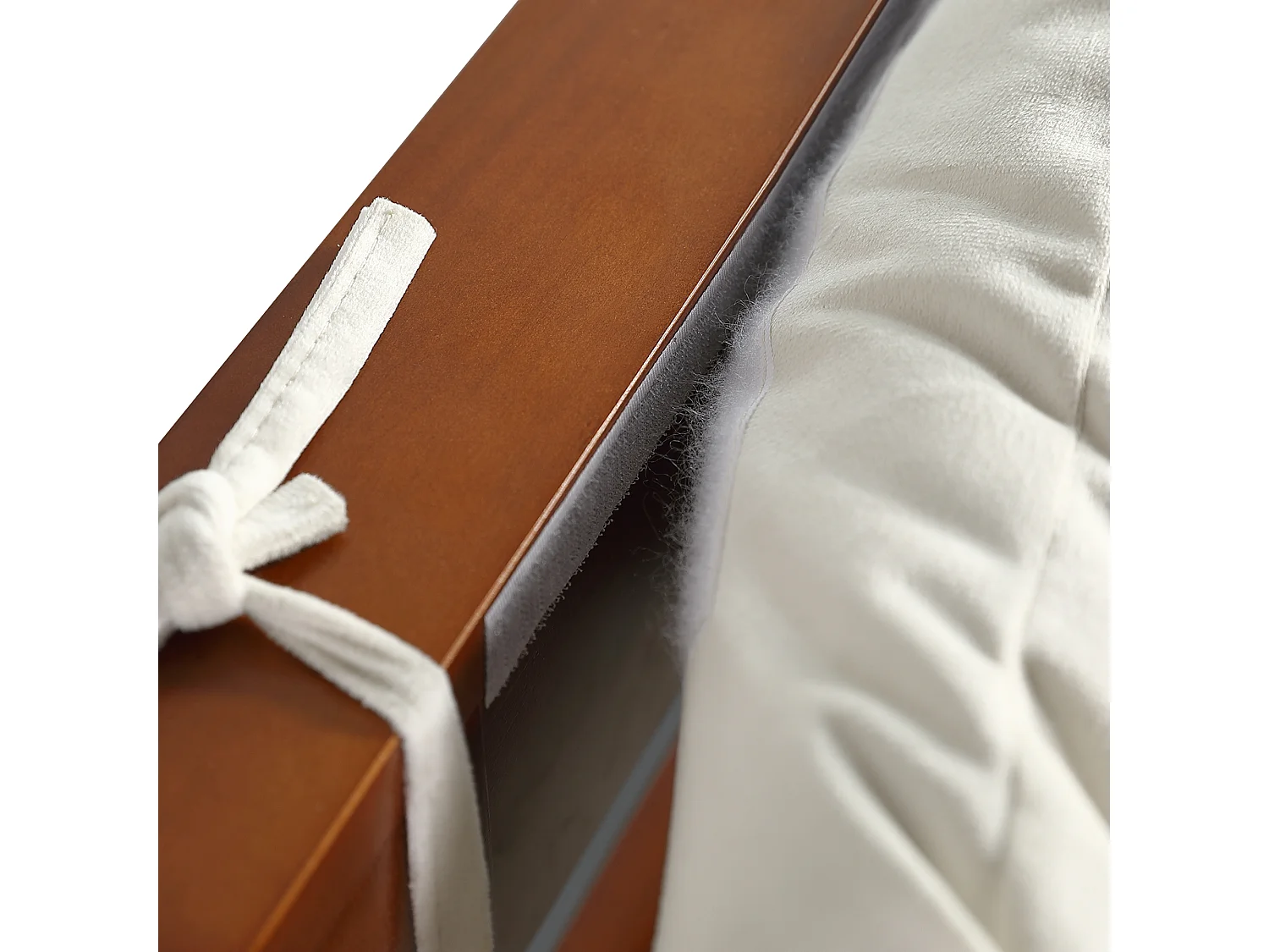 Lit simple 90x200cm - tête de lit rembourrée amovible - bois massif + éponge + contreplaqué - Brun (matelas non inclus)