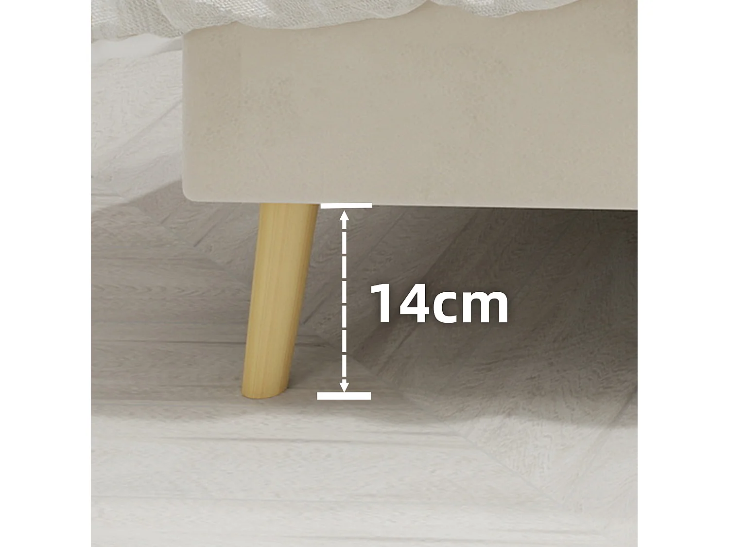 Lit rembourré 140x200cm avec tête de lit - Lit adulte en velours - Beige