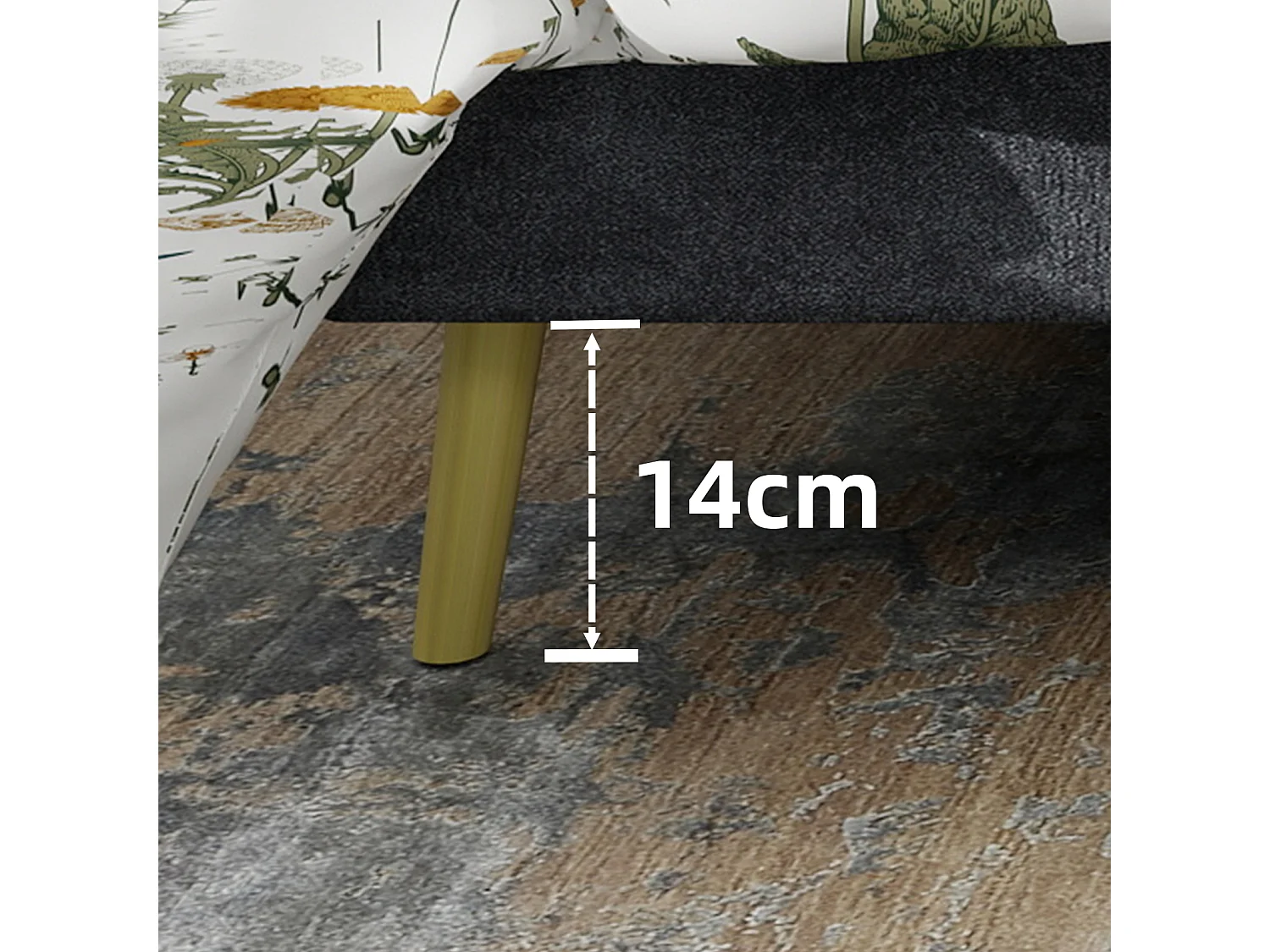 Volwassenenbed 140x200cm in grijs fluweel - Gestoffeerd bed met hoofdbord, matras niet inbegrepen