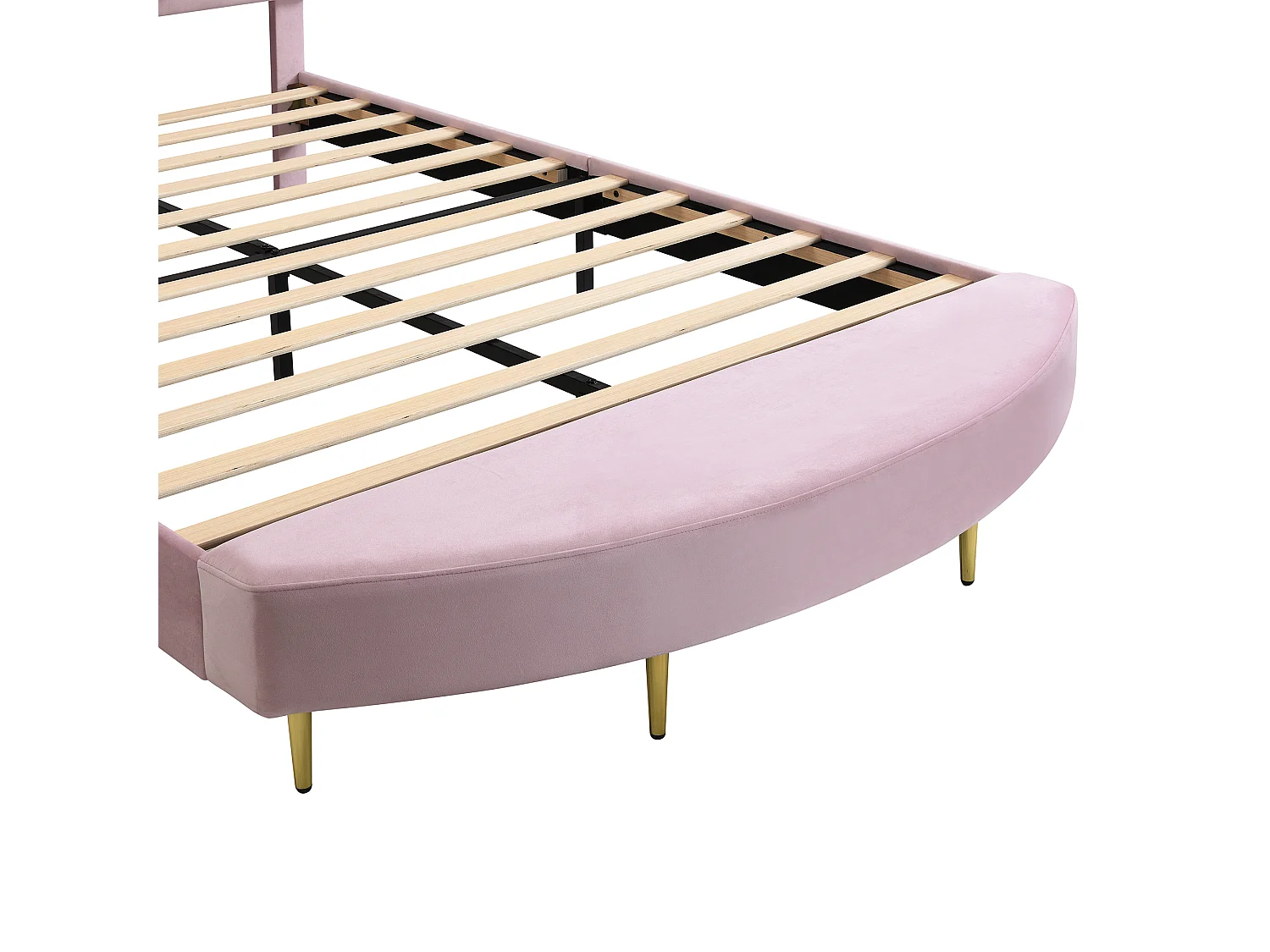 Lit enfant 140x200cm avec banc - Lit capitonné double en velours - Rose