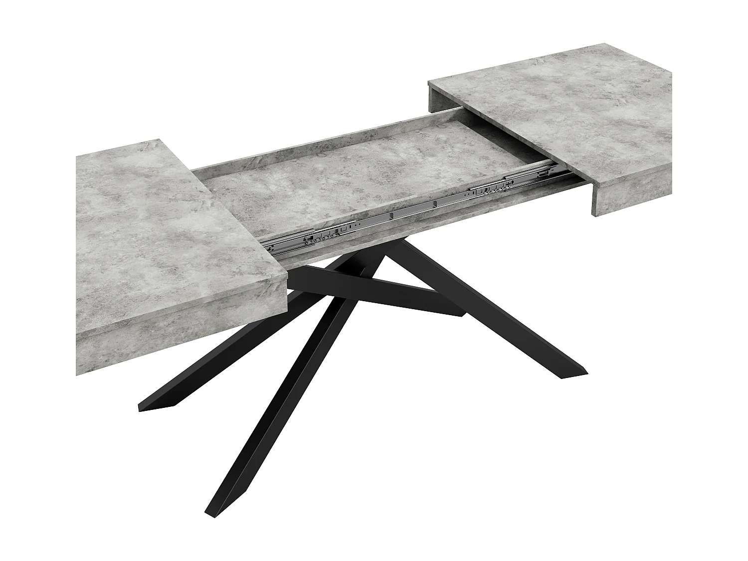 Table à manger rectangulaire extensible 140/180x80x76 cm - Pour 6 à 8 personnes - Plateau épais - Pieds en métal - Gris