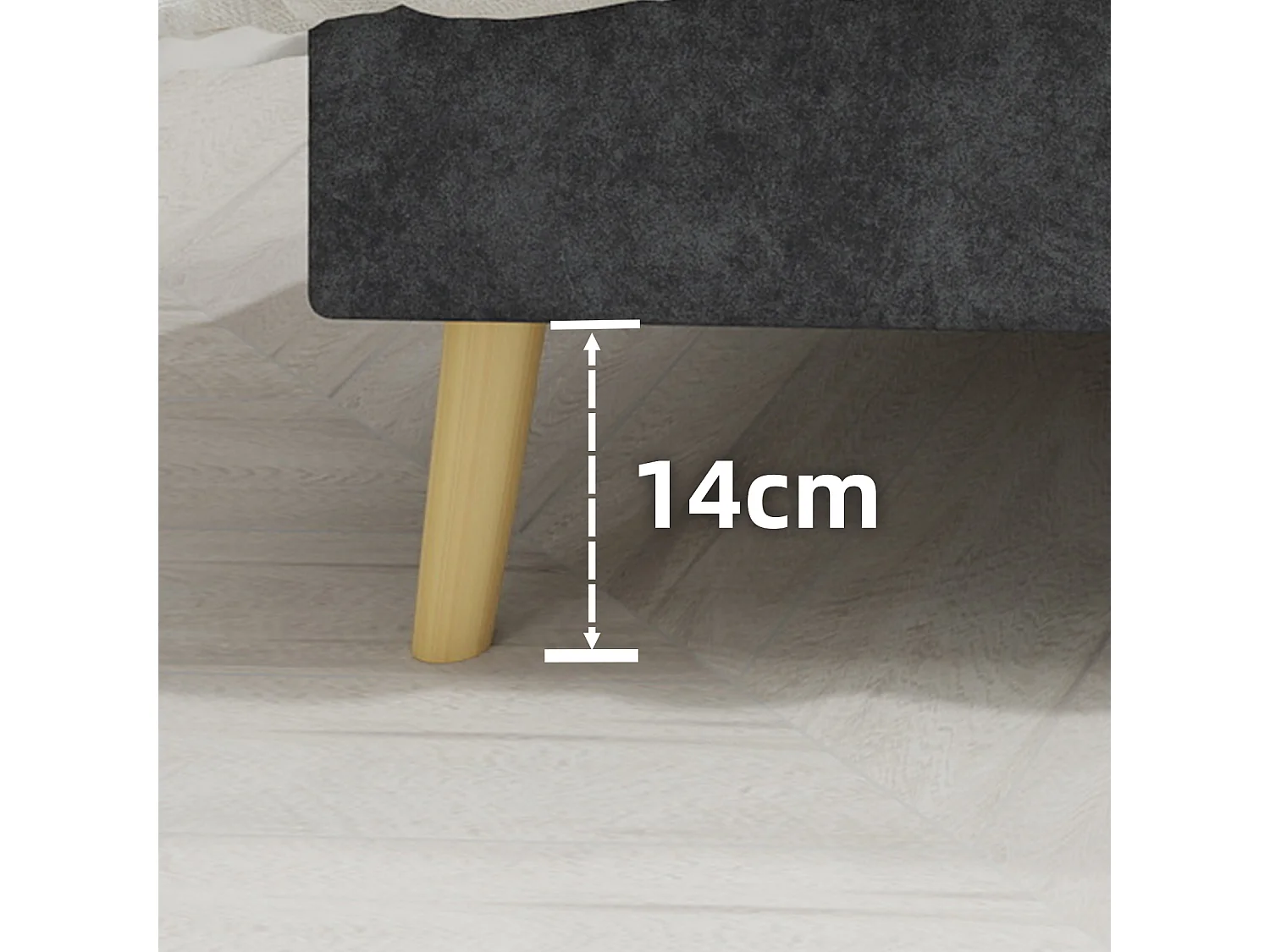 Lit rembourré 140x200cm avec tête de lit - Lit adulte en velours - Gris