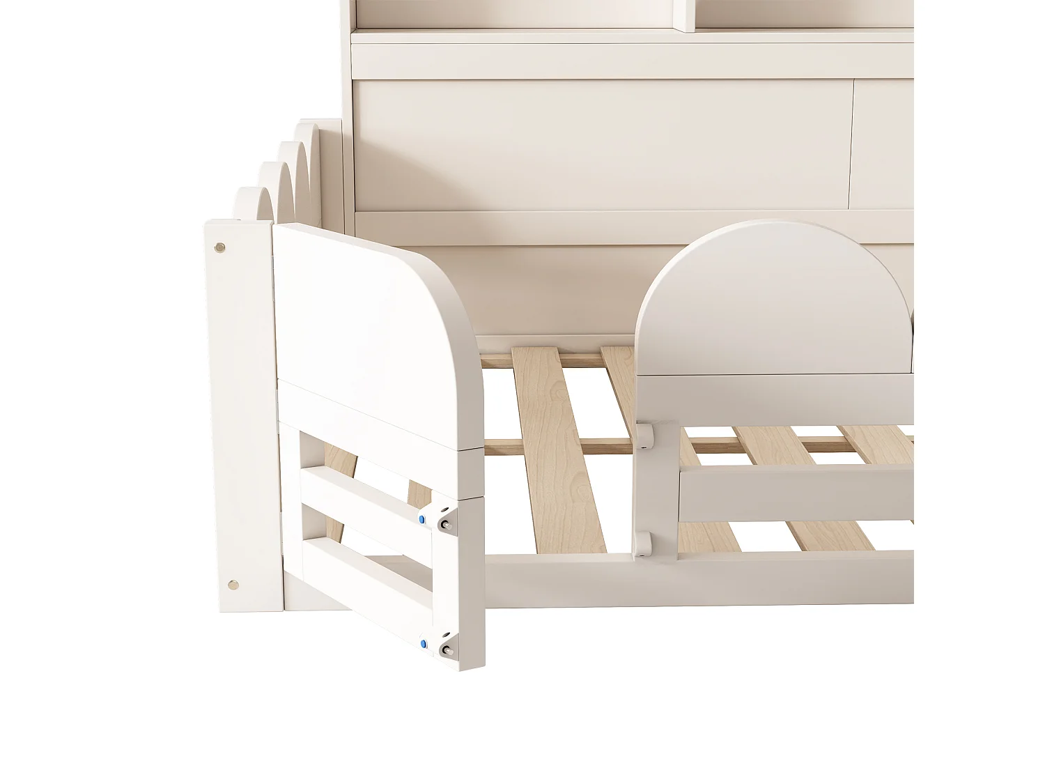 Lit enfant 140x200 cm - avec 1 porte et une rambarde de sécurité - avec compartiment de rangement - blanc