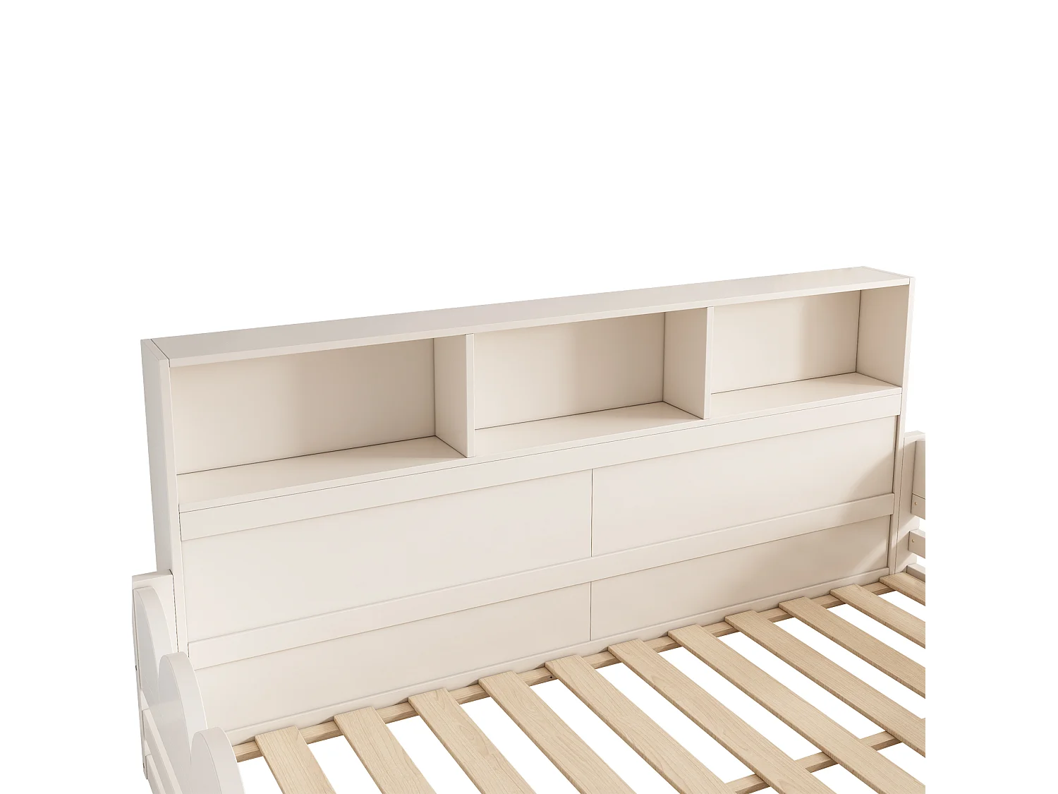 Lit enfant 140x200 cm - avec 1 porte et une rambarde de sécurité - avec compartiment de rangement - blanc