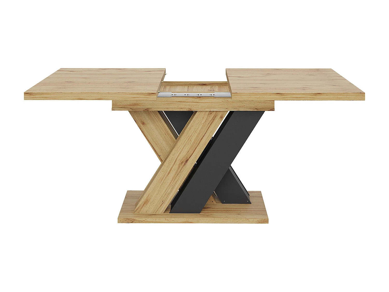 Table à manger extensible 119-158,5 x 80 cm - Pieds en forme de X - Couleur bois et noir