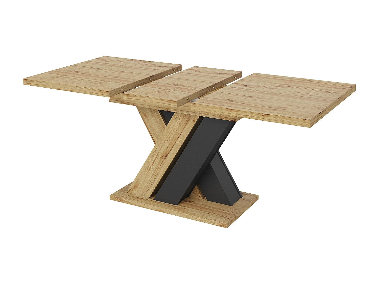 Table à manger extensible 119-158,5 x 80 cm - Pieds en forme de X - Couleur bois et noir