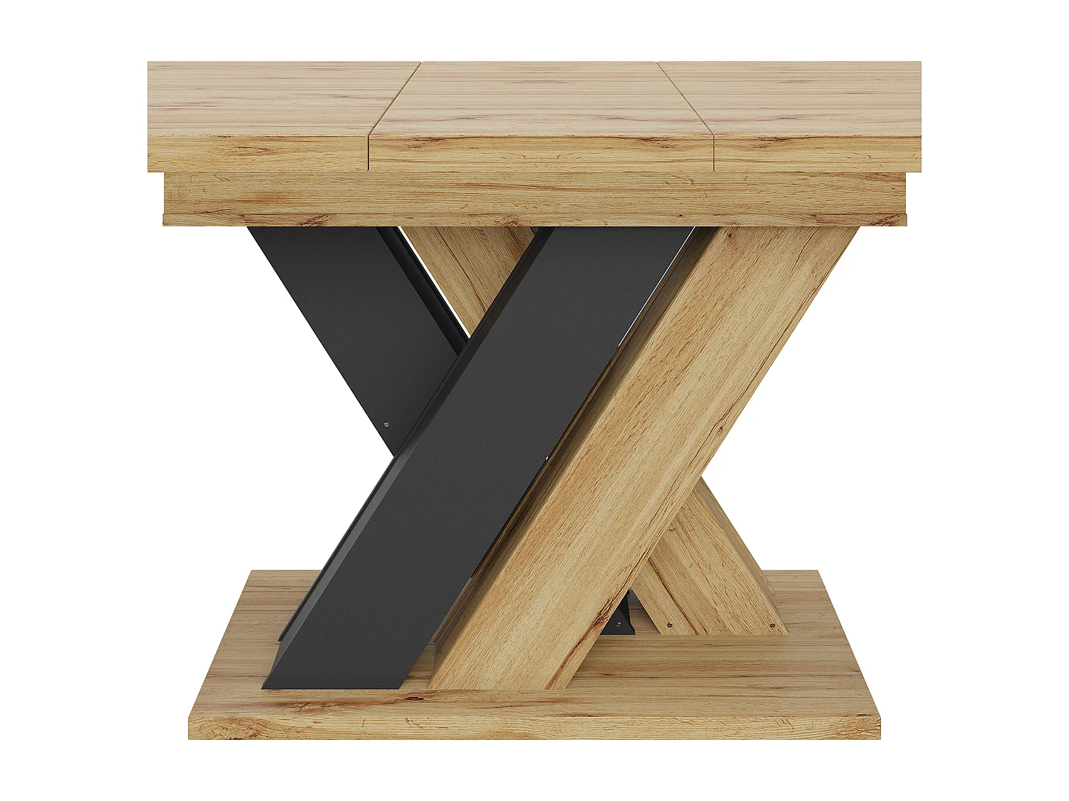 Table à manger extensible 119-158,5 x 80 cm - Pieds en forme de X - Couleur bois et noir