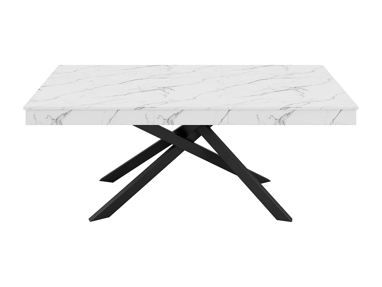 Table à manger rectangulaire extensible 140/180x80x76 cm - Pour 6 à 8 personnes - Plateau épais - Pieds en métal - Blanc