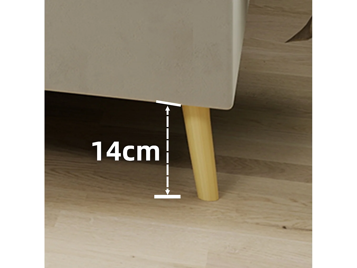 Cama de casal 140x200cm em veludo - Estrutura de cama minimalista - Bege