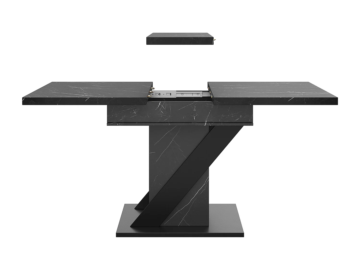 Table à manger extensible avec rangement - Effet marbre noir