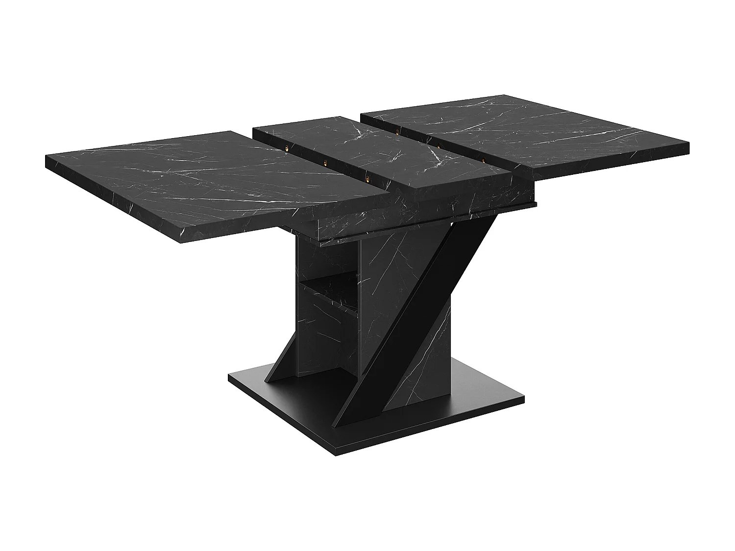 Table à manger extensible avec rangement - Effet marbre noir