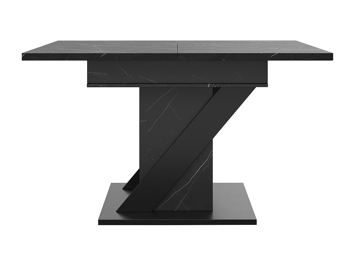 Table à manger extensible avec rangement - Effet marbre noir