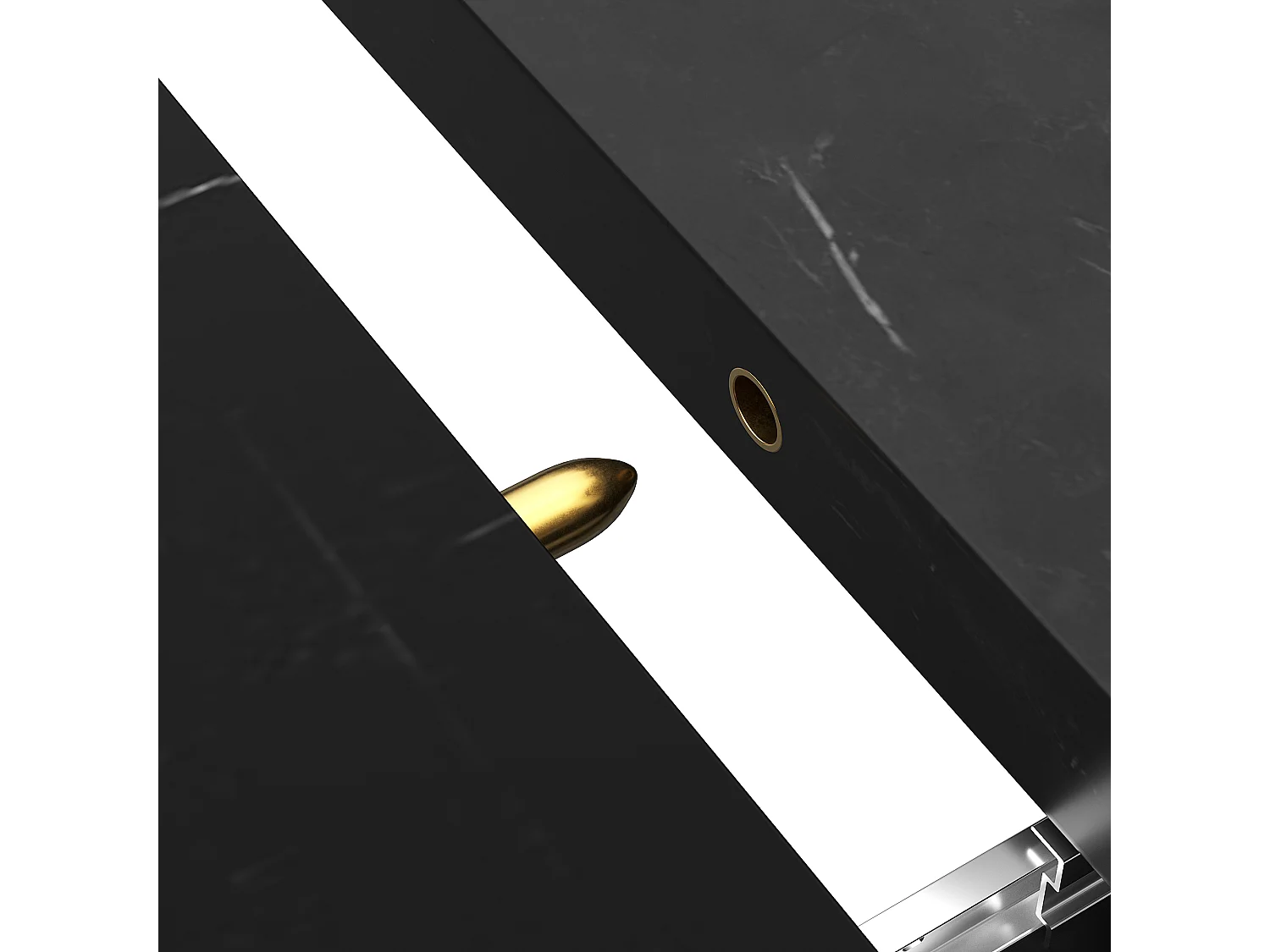 Table à manger extensible avec rangement - Effet marbre noir