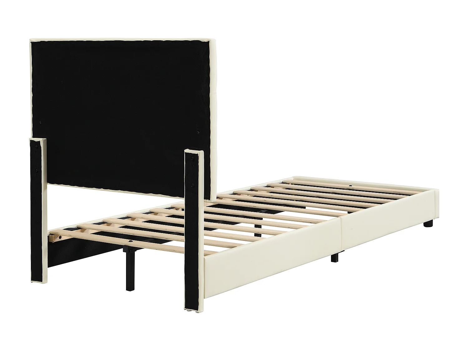 Lit enfant 90x200cm en similicuir PU - Tête de lit en forme de biscuit - Beige