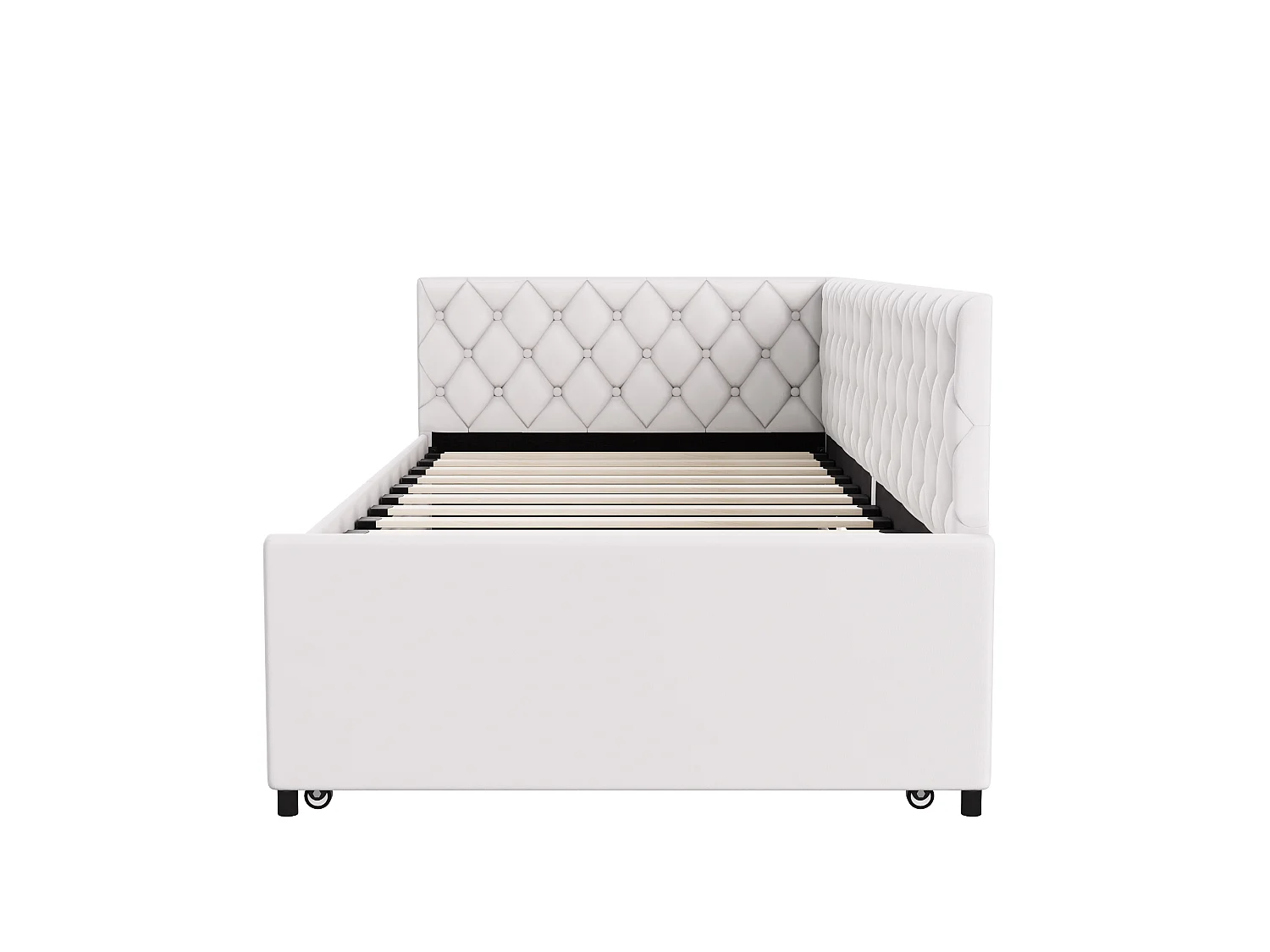Uitschuifbaar bed 90/180x200 cm - Uitschuifbare slaapbank met lattenbodem - Fluweel - Beige