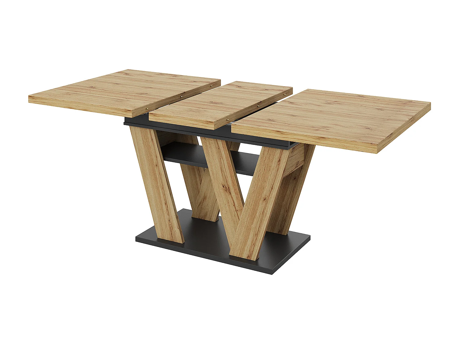 Table à manger extensible pour 4 à 6 personnes - Pieds en forme de W - Couleur bois