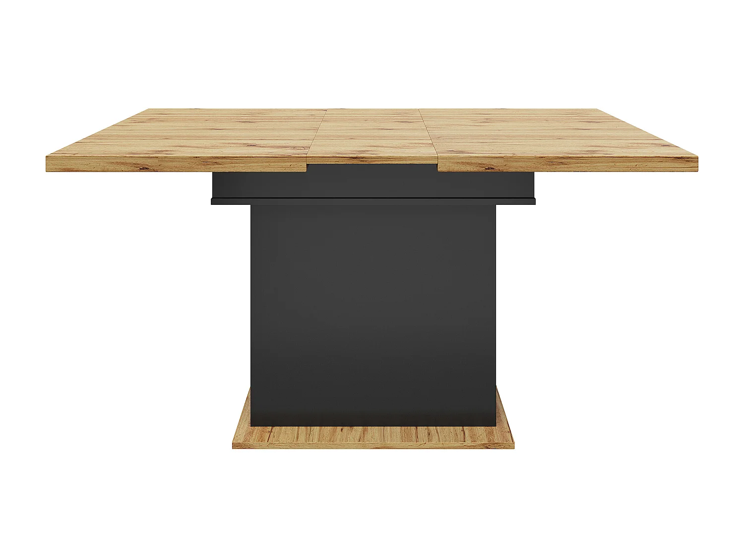 Uitschuifbare eettafel voor 4 tot 6 personen - Geruit patroon met deuren - Zwart en hout