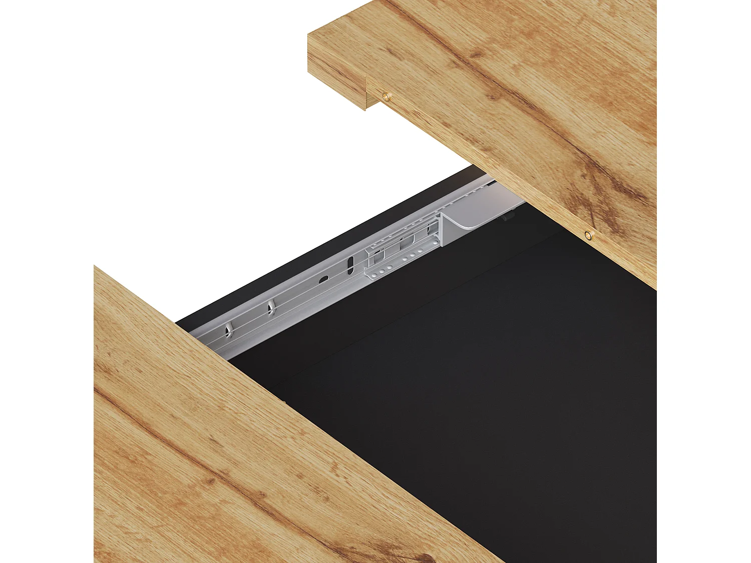 Table à manger extensible 110-140 x 80cm - Plateau woodgrain - Noir et bois