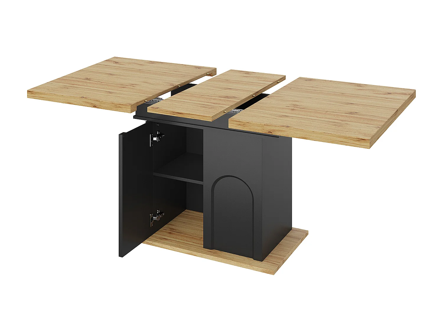Table à manger extensible pour 4 à 6 personnes avec rangement - Couleur bois