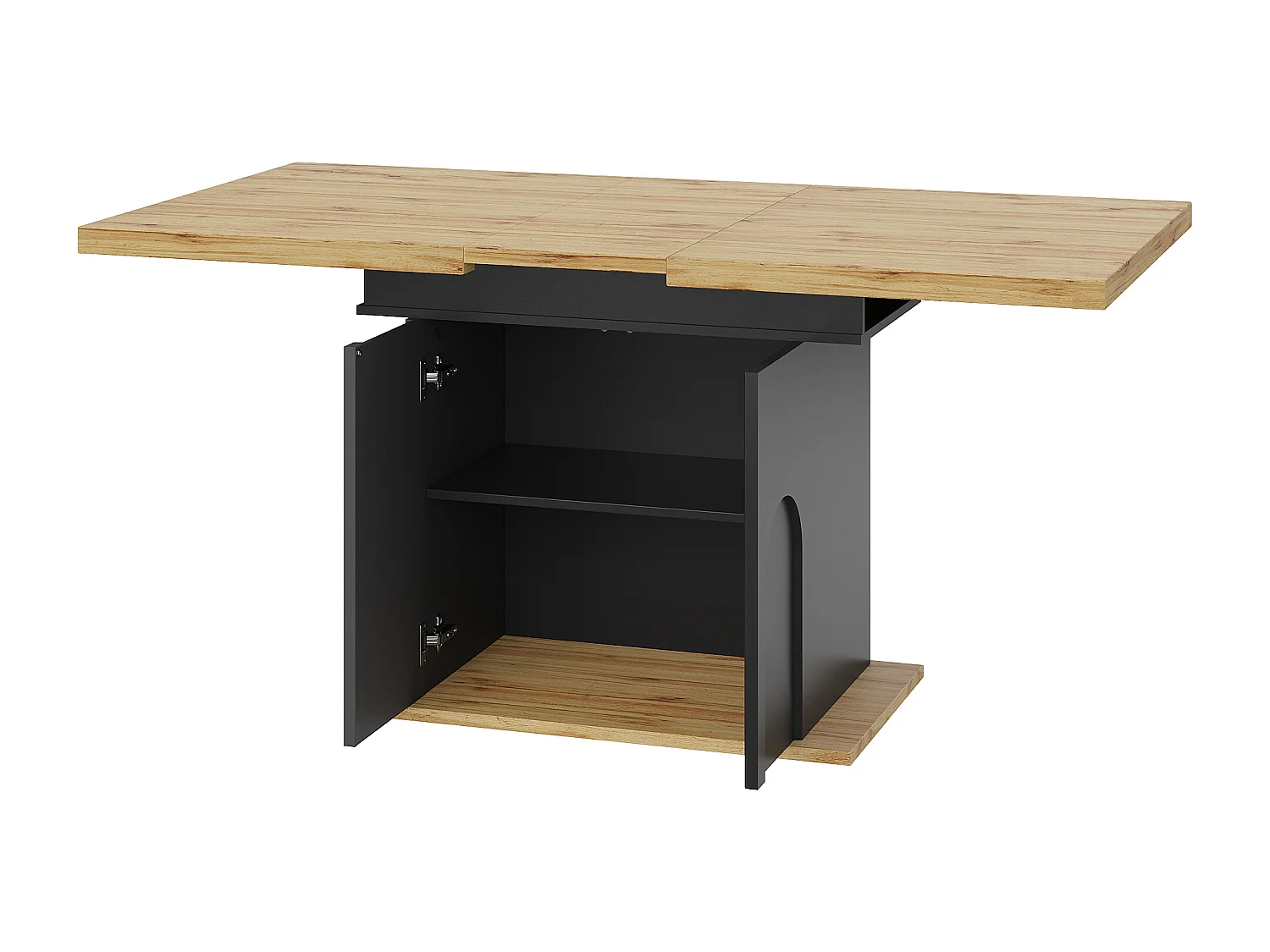 Table à manger extensible pour 4 à 6 personnes avec rangement - Couleur bois