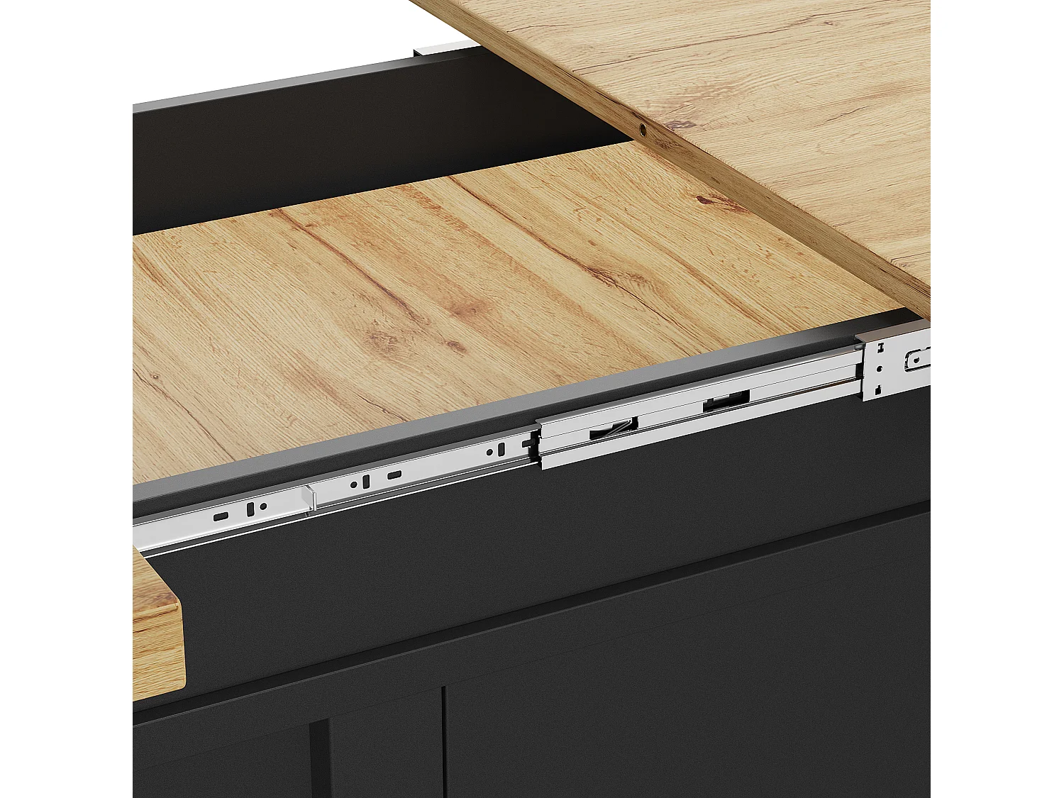 Table à manger extensible pour 4 à 6 personnes avec rangement - Couleur bois