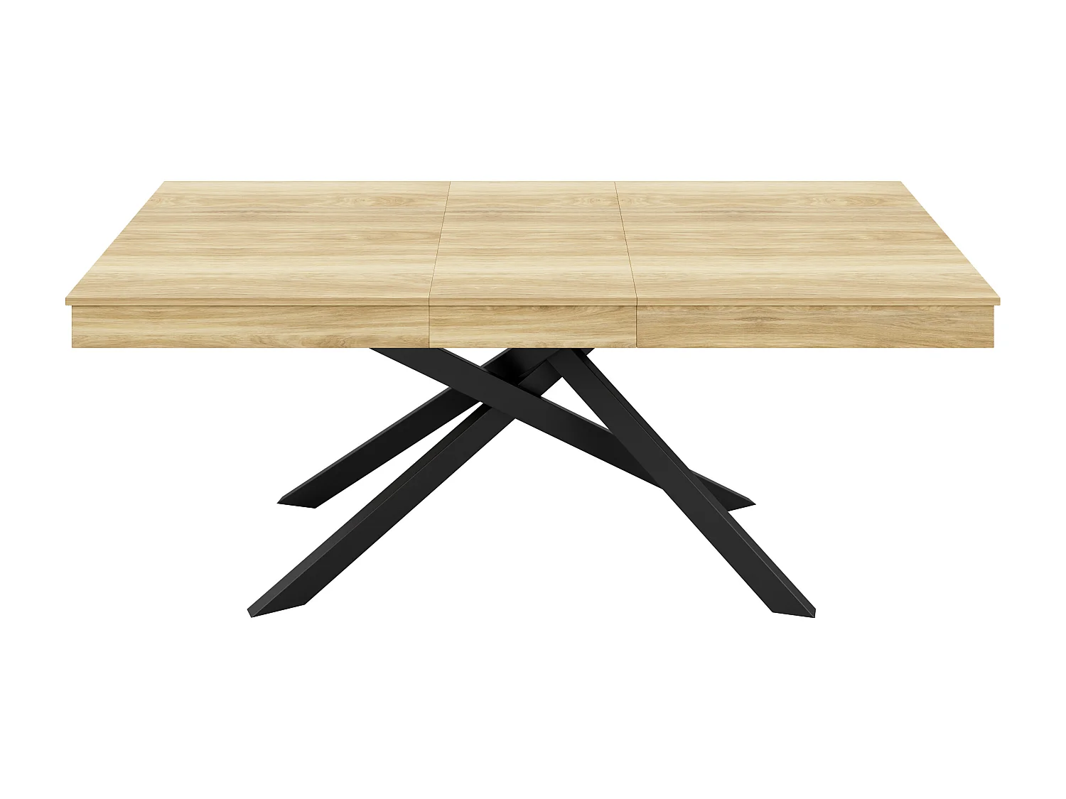 Table à manger rectangulaire extensible 140/180x80x76 cm - Pour 6 à 8 personnes - Plateau épais - Pieds en métal - Naturel