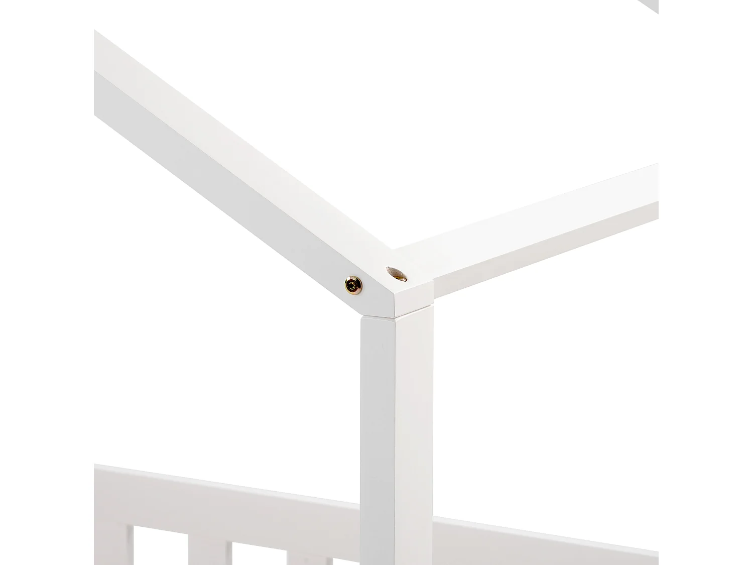 Lit cabane enfant 90×200 cm - avec barrières de sécurité et sommier à lattes - bois massif - blanc