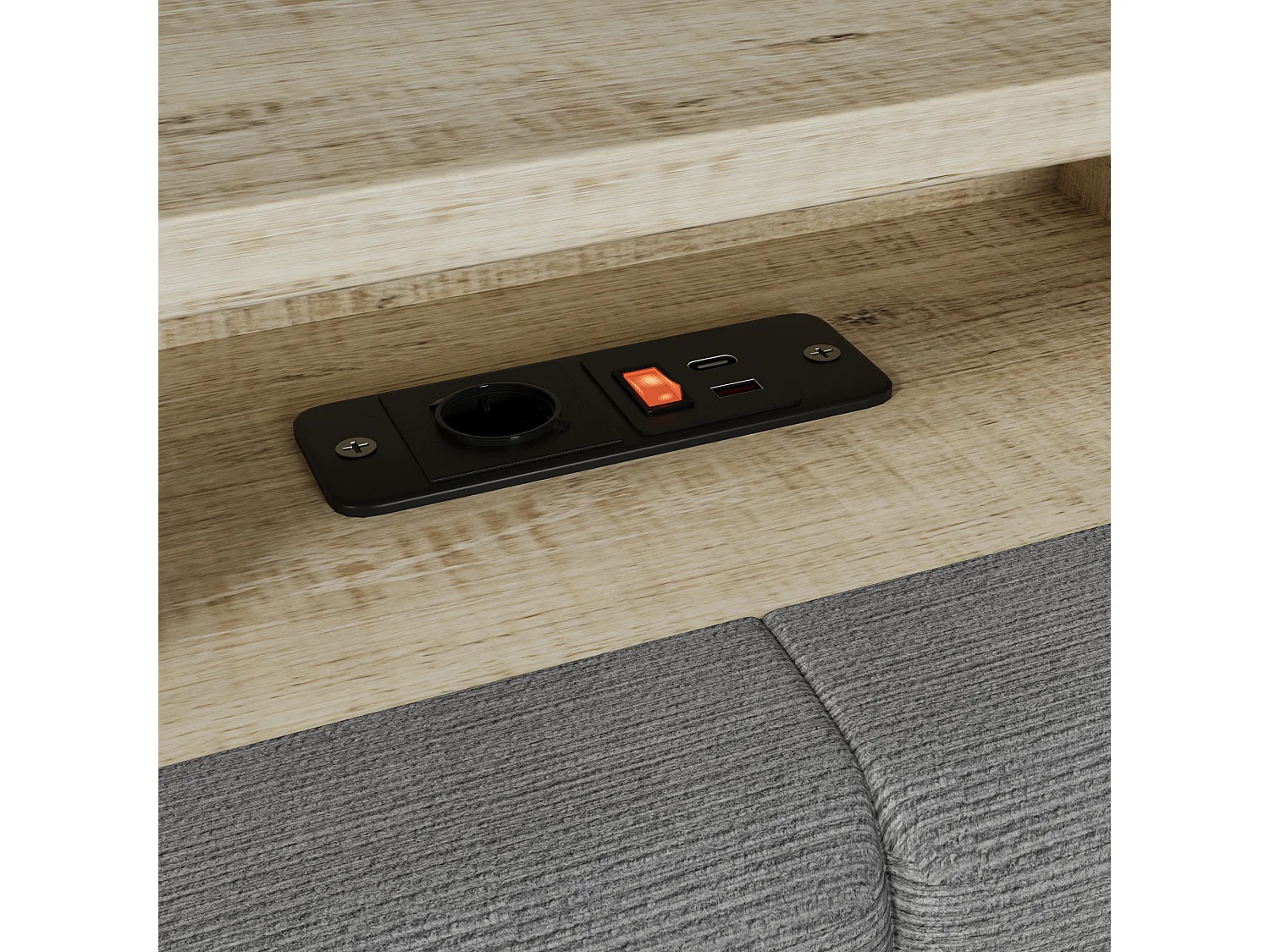 Schlafsofa 90x190 cm - mit 2 Schubladen - mit USB- + Type-C-Anschlüssen - mit LED-Beleuchtung - Samtstoff - dunkelgrau​ (Matratze nicht inbegriffen)