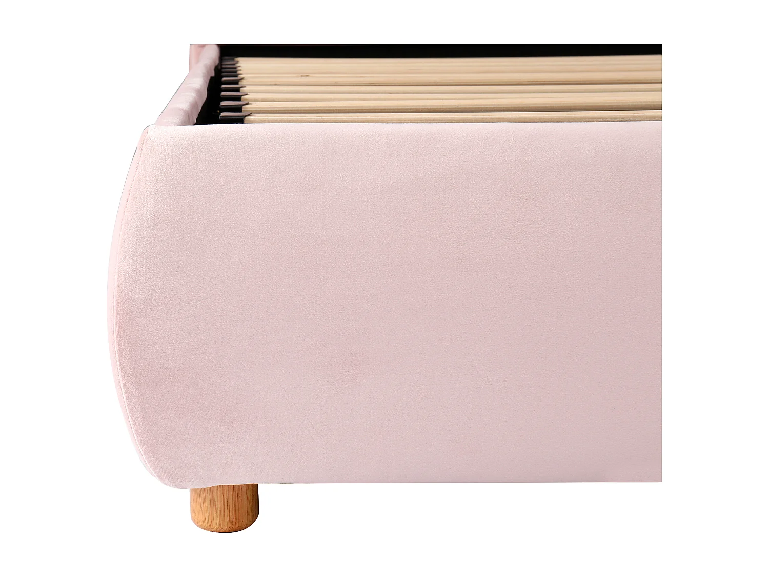 Kinderbed met opbergruimte 90x200cm in roze fluweel - Gestoffeerd bed met hoofdeinde