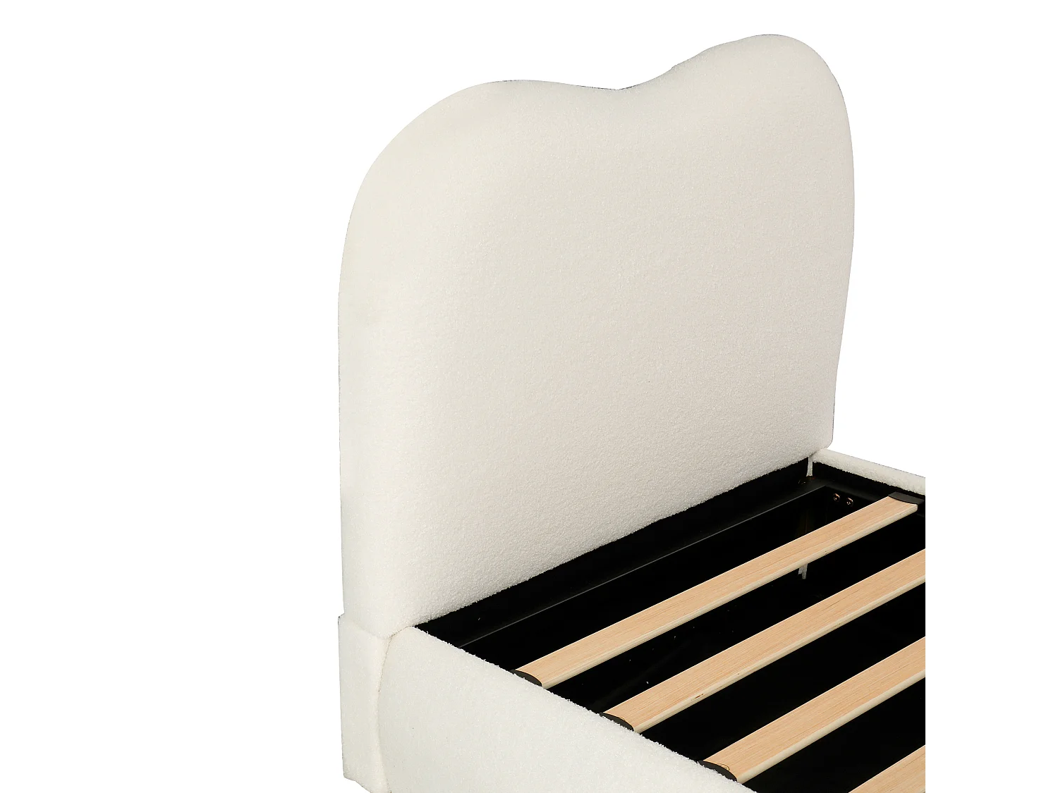 Kinderbed met opbergruimte 90x200cm in beige fluweel - Gestoffeerd bed met hoofdeinde