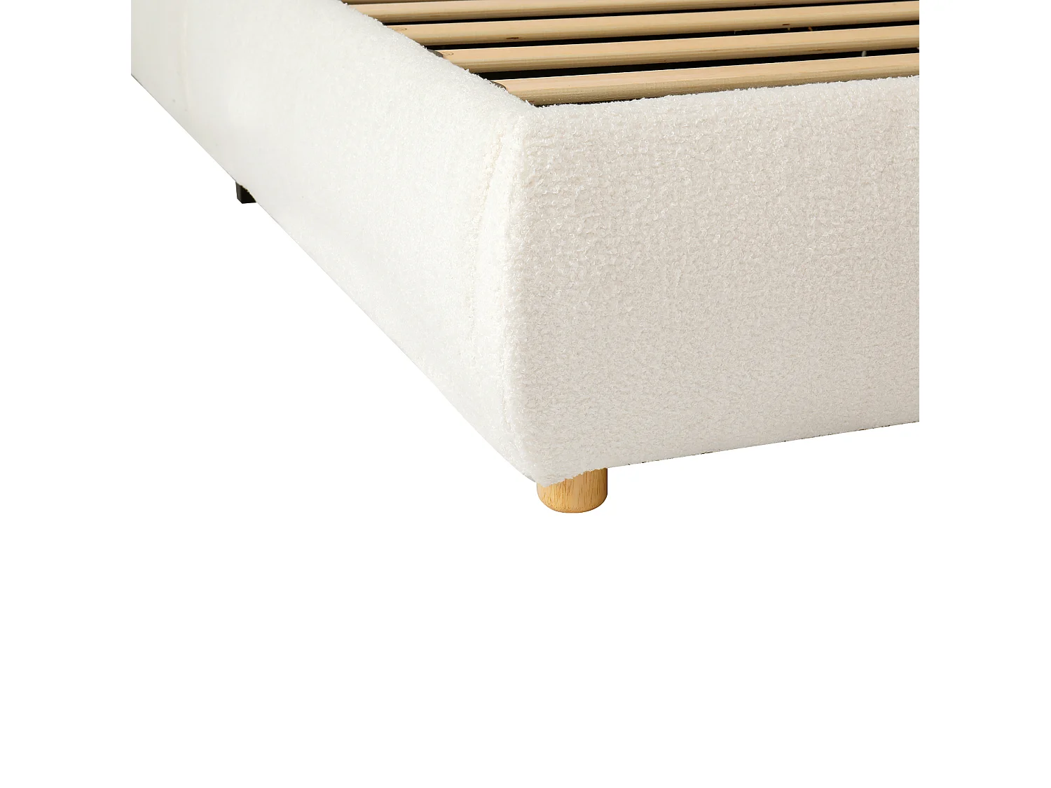 Kinderbed met opbergruimte 90x200cm in beige fluweel - Gestoffeerd bed met hoofdeinde