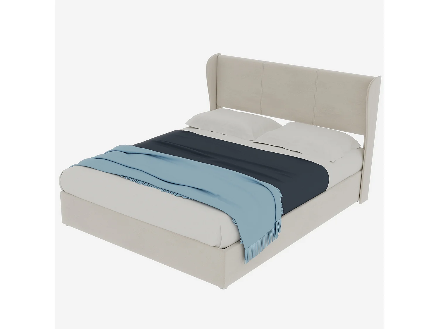 Opbergbed voor volwassenen 140x200cm - Gestoffeerd bed in beige fluweel (matras niet inbegrepen)