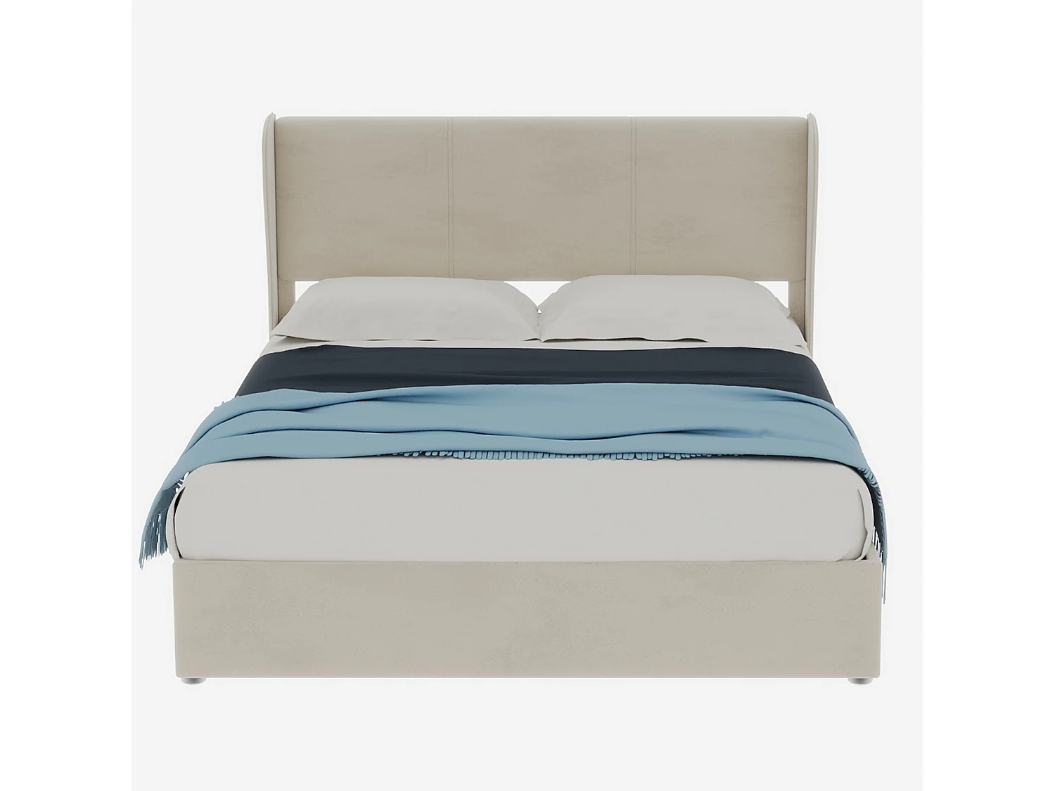 Opbergbed voor volwassenen 140x200cm - Gestoffeerd bed in beige fluweel (matras niet inbegrepen)