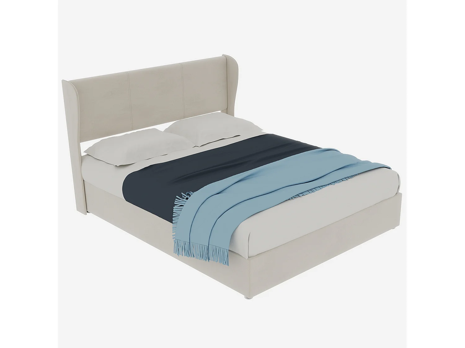 Opbergbed voor volwassenen 140x200cm - Gestoffeerd bed in beige fluweel (matras niet inbegrepen)